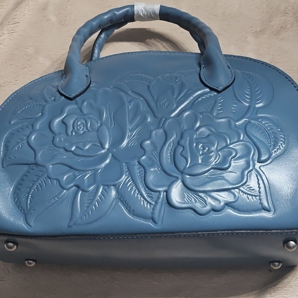 Patricia Nash Embossed Blue Shoulder Bag - Picture 4 of 14